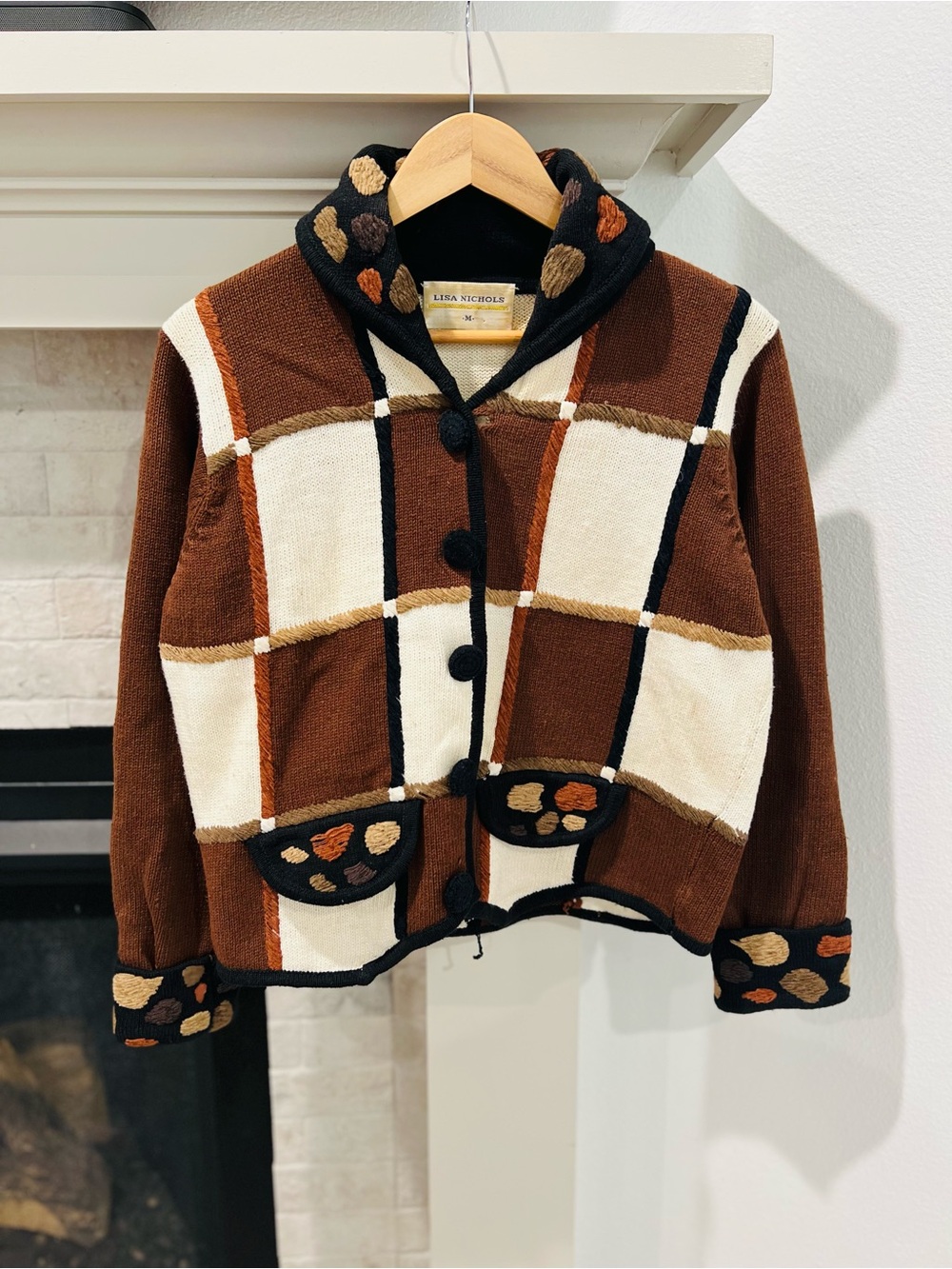 Vintage 80s Lisa Nichols Tones Cardigan w/ shoulder pads